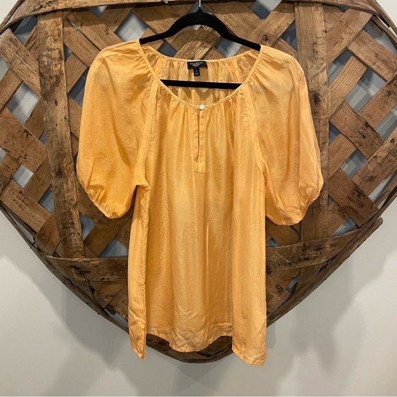 Talbots Petites 100% Silk Short Puffed Sleeve Blouse Size Small - Picture 1 of 10